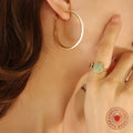 Enamel Circle Hoop Earrings White Blue Pink on Gold Metal view 2