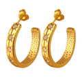 Wide C-Shape Star Zircon Hoop Earrings Gold Silver Stud Back view 5