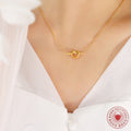 Knot Bar Pendant Fine Cable Chain Necklace Gold Steel view 3