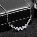 Graduated Clear Stone Curved Bar Necklace In Polished Silver Tone view 2