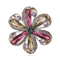 Open Petal Crystal Flower Brooch in Two Colorways Clothing Pin view 1
