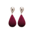Silver Tone Velvet Teardrop Earrings in Five Colors view 5
