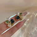 Multicolor Crystal Petal Cluster Statement Stud Earrings view 6