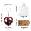 Wooden Heart Skeleton Couple Motorcycle Rose Keychain view 2