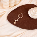Rose Gold Rose Flower Drop Ear Cuff Clear Crystal Leaves view 4