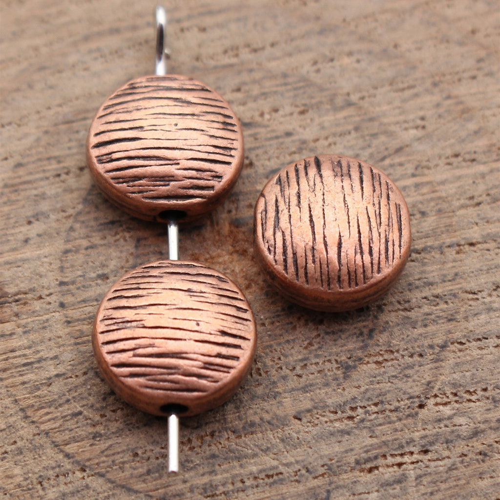 10x10x5.2mm 1.8g Multicolor Zinc Alloy Wood Grain Flat Round Loose Metal Beads for Bracelet Necklace DIY