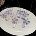 Silver Crystal Butterfly Bow Teardrop Earrings and Necklaces view 3