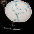Blue Crystal Layered Y Necklace with Teardrop Accents view 4