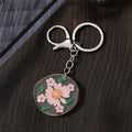 Silver Tone Irregular Round Pressed Flower Resin Keychains view 6