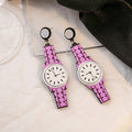 Acrylic Watch Drop Earrings Six Colors Round Clock Face view 8