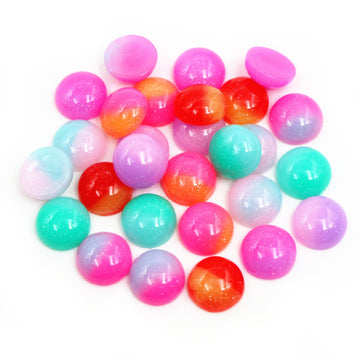Glossy Round Resin Cabochons in Seven Candy Color Options
