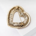 Open Heart Rhinestone Brooch Grey Or Red Pavé Crystal Pin view 3