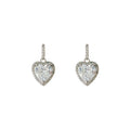 Silver Heart Clear Crystal Drop Earrings Pave Halo Hooks view 5