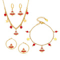 Gold Enamel Christmas Charm Necklaces Bracelets Earrings Set view 5