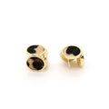 Gold Tone Leopard Pattern Cube Geometric Stud Earrings view 3