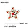 Gold Tone Filigree Starfish Brooch Red Green Crystal Pin view 5