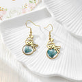Gold Tone Snowman Pressed Flower Drop Earrings in Four Designs view 3