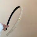 Slim Flocked Fabric Headband Gold Love Plaque 9 Colors view 11