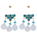 Blue And Green Beaded Disc Tassel Stud Earrings Jewelry Pair view 5
