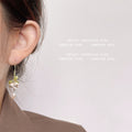 Gold Tone Green Leaf Lily Flower And Baroque Pearl Hook Earrings view 2