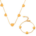 Puffed Heart Snake Chain Necklace Bracelet Gold Silver Titanium Steel view 5