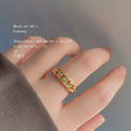 Gold-Tone Openwork Interlocking Chain Link Band Ring view 2