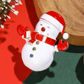 Red and White Enamel Snowman Brooch With Scarf and Crystal Buttons view 4