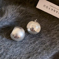 Rounded Basket Shape Metal Clip On Earrings in Two Finishes view 6