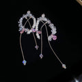 Silver Tone Crystal and Shell Petal Drop Earrings in Two Designs view 7
