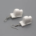 White Ceramic Style Miniature Toilet Novelty Hook Earrings view 5