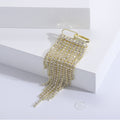 Crystal Chain Fringe Brooch With Rectangular Bar and Draped Tassels view 6