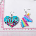 Acrylic Heart and Rainbow Unicorn Drop Earrings Three Styles view 5