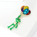 Green Frog and Colorful Balloon Brooch Jacket and Scarf Accessory view 4
