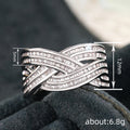 Silver Tone Interwoven Baguette Crystal Wide Statement Ring view 4