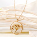 Gold Tone Round Clear Resin Pressed Flower Pendant Necklaces in Six Designs view 4