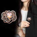 Camellia Crystal Metal Brooch Pin for Jackets and Lapels view 3