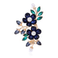 Navy and Red Blossom Pearl Look Metal Brooch Pin Pair view 1
