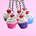 Resin Cupcake Heart Topping Keychains Six Color Wrappers view 3
