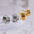 Multi-Layer Crossed Tube Stud Earrings Gold Or Steel view 4