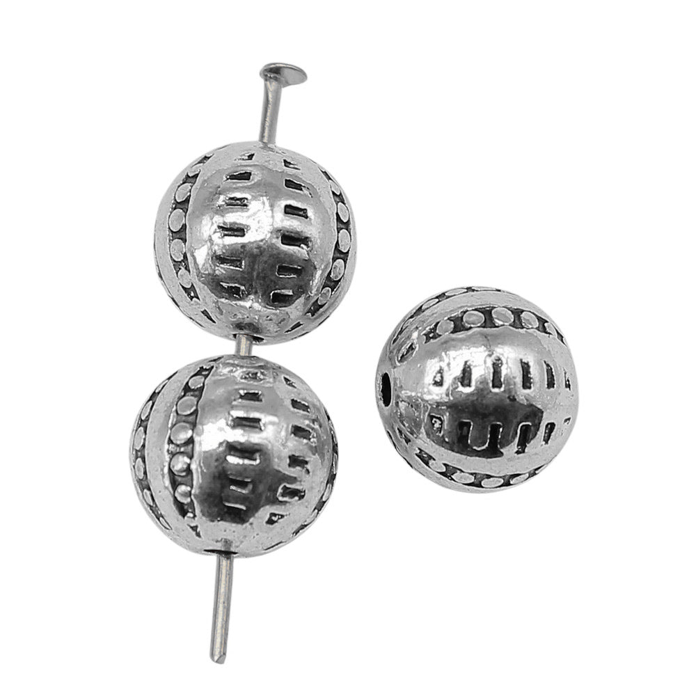 9x10x10mm 3g Antique Silver Zinc Alloy Carved Pattern Small Hole Spacer Beads for DIY Jewelry Making