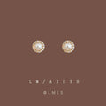Gold Tone White Pearl Clear Halo Mini Stud Earrings For Women view 4