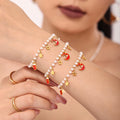 Pearl Christmas Charm Necklace and Bracelet in Gold Tone view 2