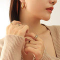 Gold U-Shaped Geometric Hoop Earrings Three Size Options view 1