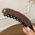 Brown Yarn Wrap Banana Twist Hair Clip Black Claw Comb view 6