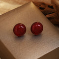 Simple Translucent Burgundy Large Round Statement Stud Earrings view 6