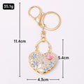 Heart Handbag Rhinestone Keychain Gold Clasp Three Colors view 3