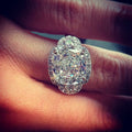 Oval Three Stone Halo Ring with Silver Tone Pavé Band view 2