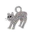Silver Tone Cat Crystal Two Designs Metal Brooch Pin view 1