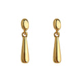 Gold Oval Stud Smooth Teardrop Dangle Drop Earrings view 5
