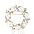 Pearl Wreath Brooch with Crystal Leaf Details Decorative Metal Pin view 5